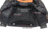 Milwaukee Leather men's black motorcycle leather jacket with triple stitched detailing and patch design, beltless style, men's jacket.