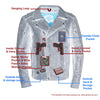 Milwaukee Leather men's beige brown triple-stitched motorcycle leather jacket, front view showing collar and zipper details.