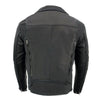 Milwaukee Leather men's black real leather motorcycle jacket, James Brando style biker jacket with classic design and metal hardware.