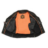 Milwaukee Leather men's black real leather motorcycle jacket with classic biker style, featuring a fitted design and zipper details.