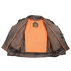 Milwaukee Leather men's vented retro brown leather motorcycle jacket with classic design and detailed stitching.