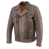 Milwaukee Leather men's vented retro brown leather motorcycle jacket, stylish with classic design and ventilation features.