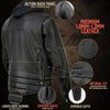 Milwaukee Leather men's black 'Scoundrel' motorcycle riding jacket with removable hoodie, shown from the back.