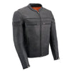Milwaukee Leather men's black 'Stay Cool' motorcycle jacket with Cool-Tec fabric, sporty design, and leather construction.