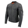 Milwaukee Leather men's black 'Stay Cool' motorcycle jacket with Cool-Tec, sporty design, made of durable black leather.