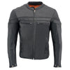Milwaukee Leather men's black Stay Cool motorcycle jacket with Cool-Tec, sporty design, featuring leather and protective details.