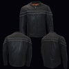 Milwaukee Leather men's black 'Stay Cool' motorcycle jacket with Cool-Tec fabric, sporty design, and leather construction.