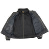 Milwaukee Leather men's black vented utility pocket jacket with removable hoodie, featuring durable leather and practical design.