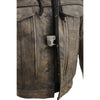 Milwaukee Leather men's distressed brown leather utility jacket with vented design, removable hoodie, and multiple pockets.