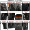 Milwaukee Leather men's black quilted scooter jacket with triple vent design, stylish and durable leather motorcycle jacket.