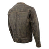 Milwaukee Leather men's beige vented distressed leather motorcycle jacket with liner, scooter style, featuring brown leather accents.