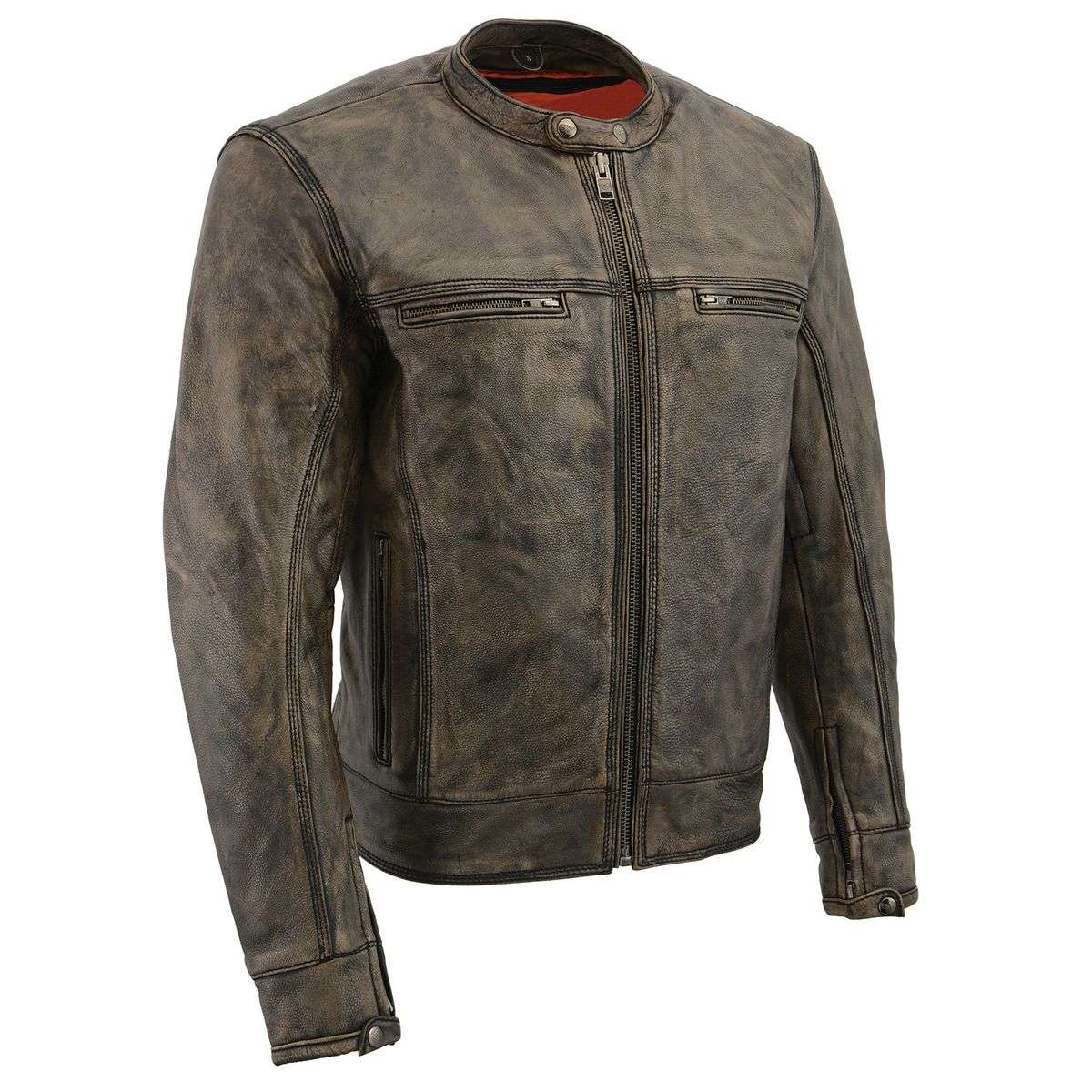 Men’s Distressed Leather Vented Jacket | MLM1550.09
