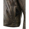 Milwaukee Leather men's beige vented distressed leather scooter style motorcycle jacket with liner, featuring brown leather accents.