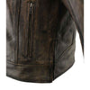 Milwaukee Leather men's beige vented distressed leather motorcycle jacket with liner, scooter style, for riding comfort and style.