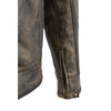Milwaukee Leather men's beige distressed leather scooter jacket with vents and liner, featuring a vintage motorcycle style.