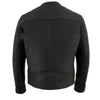 Milwaukee Leather men's black Cool-Tec leather motorcycle jacket with liner, sporty lightweight scooter style, featuring zipper details.