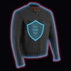 Milwaukee Leather men's black Cool-Tec leather sport motorcycle jacket with liner, lightweight and scooter style, shown on a hanger.