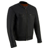 Milwaukee Leather men's black Cool-Tec leather motorcycle jacket with liner, sporty lightweight scooter style design.