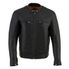 Milwaukee Leather men's black Cool-Tec leather motorcycle jacket with sporty style and removable liner, lightweight design.