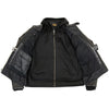 Milwaukee Leather men's black vented scooter-style motorcycle jacket with utility pockets and hoodie, front view.