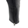 Milwaukee Leather men's black long body motorcycle jacket with vented panels, front zipper, and collar detail.