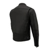 Milwaukee Leather men's black long body motorcycle jacket with vented design, featuring durable leather and classic style.