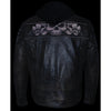 Milwaukee Leather men's distressed brown leather jacket with reflective skull designs, stylish and rugged men's jacket.