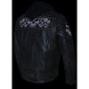 Milwaukee Leather men's distressed brown leather jacket with reflective skull designs, stylish and rugged men’s jacket.
