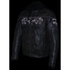 Milwaukee Leather men's distressed brown leather jacket with reflective skull details, stylish men's jacket with rugged design.