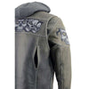 Milwaukee Leather men's distressed grey leather jacket with reflective skull designs, stylish and rugged men's jacket for casual wear.