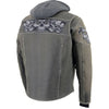 Milwaukee Leather men's distressed grey leather jacket with reflective skull designs, stylish and durable men's jacket for casual wear.