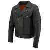 Milwaukee Leather men's black premium naked cowhide leather motorcycle jacket with utility pockets and rugged design.