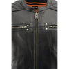 Milwaukee Leather MLM1580 men's black vented leather scooter jacket with full side laces, stylish men's motorcycle jacket.