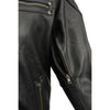 Milwaukee Leather MLM1580 men's black leather scooter jacket with side laces and vents, designed for motorcycle riding and casual wear.
