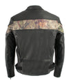 Milwaukee Leather men's Jungle Mossy side stretch leather motorcycle racer jacket with rugged design and detailed stitching.