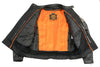 Milwaukee Leather men's Jungle Mossy side stretch leather motorcycle jacket with rugged design and racer style.