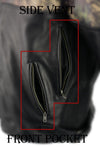 Milwaukee Leather men's Jungle Mossy side stretch motorcycle racer jacket, front view showing rugged leather design.