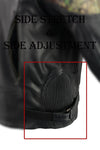 Milwaukee Leather men's Jungle Mossy side stretch leather motorcycle racer jacket with rugged design and side zipper details.