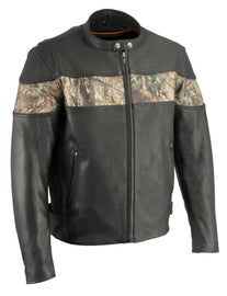Milwaukee Leather MLM1595 Men's 'Jungle Mossy' Side Stretch Leather Motorcycle Racer Jacket
