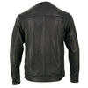 Milwaukee Leather men's collarless motorcycle jacket in black made from lightweight goatskin leather, designed for riding comfort and style.