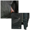 Milwaukee Leather men's collarless motorcycle rider jacket made of lightweight goatskin leather, shown in black.