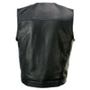 Men's black Pursuit motorcycle vest by Milwaukee Leather, premium naked goad leather, V-neck design, motorcycle rider vest style.