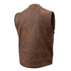 Milwaukee Leather MLM3519 Men's “Gambler” Crazy Horse Brown Vintage Leather Vest - Club Style Motorcycle Rider Vest