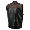 Milwaukee Leather MLM3527 Men's Black 'Paisley' Accented w/ Red Stitching Leather Vest – W/ Armhole Trim