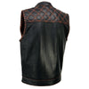 Milwaukee Leather MLM3527 Men's Black 'Paisley' Accented w/ Red Stitching Leather Vest – W/ Armhole Trim