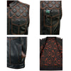 Milwaukee Leather MLM3527 Men's Black 'Paisley' Accented w/ Red Stitching Leather Vest – / Armhole Trim