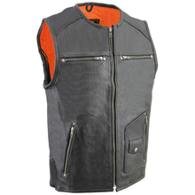 Milwaukee Leather MLM3570 Men's Black Leather Vest with Side Stretch Flex