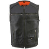 Milwaukee Leather MLM3570 Men's Black Leather Vest with Side Stretch Flex