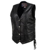 Front view of Milwaukee Leather women's black Vivacious braided motorcycle leather vest with stylish detailing.