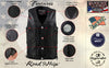 Milwaukee Leather men's black Road Whip motorcycle leather vest with buffalo snap buttons, premium USA-made design.